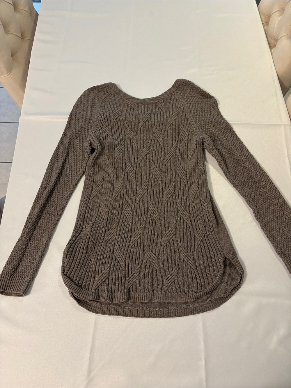Sonoma Cable-Knit Scoop Neck Sweater in Taupe